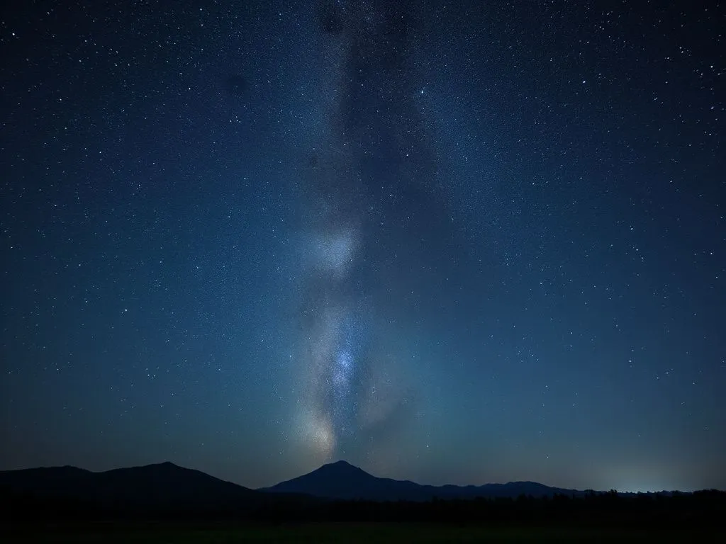 Clear night sky with visible constellations and Milky Way over a tranquil Bali landscape, high quality, peaceful stargazing experience