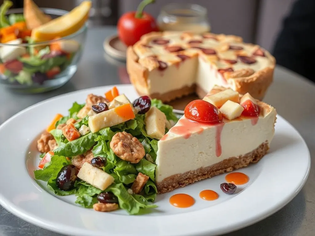 Alchemy's raw vegan specialties like salad bar and raw cheesecake, colorful and artistic presentation, high quality photography